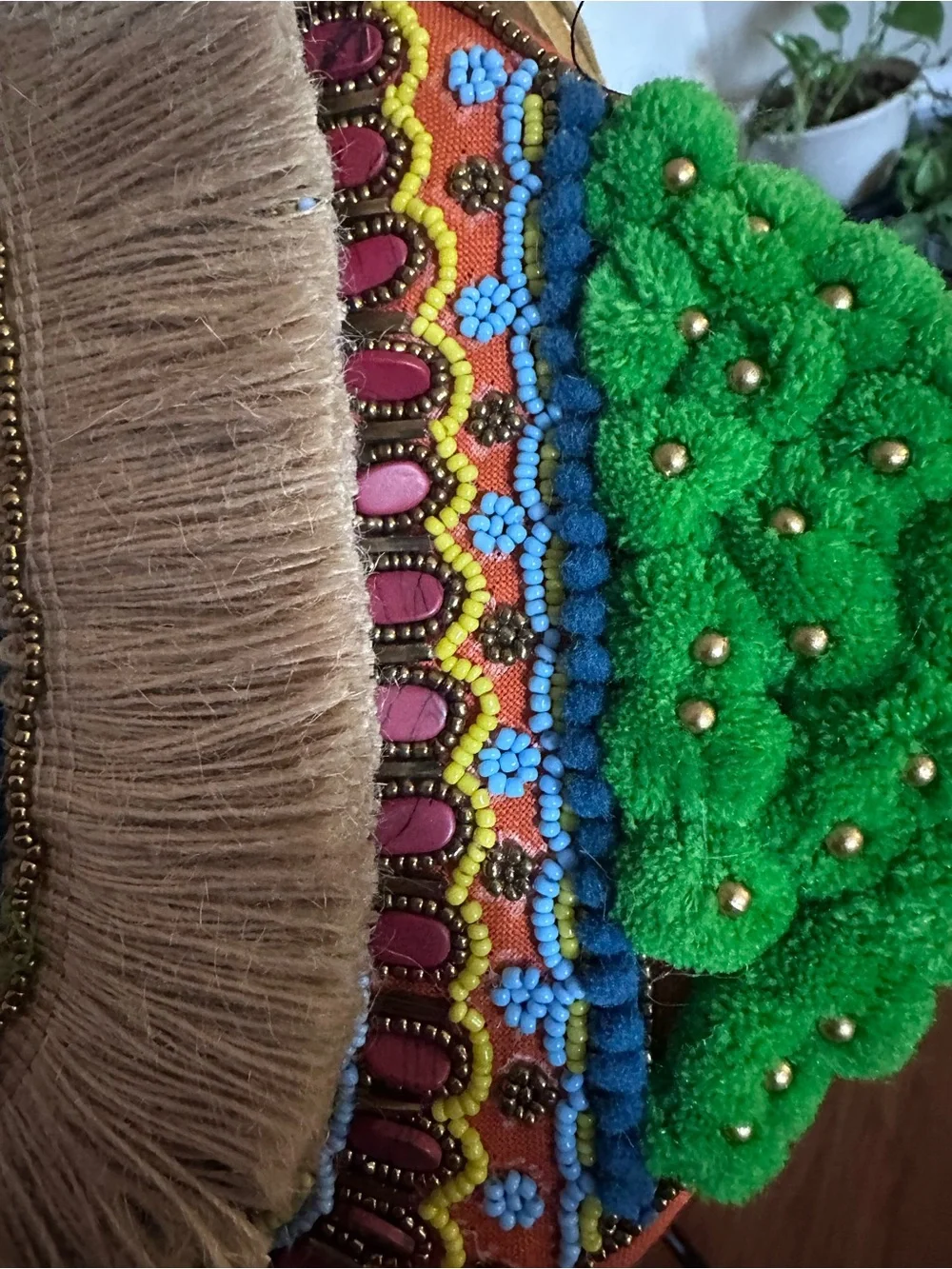 Green Embellished Fringe Crossbody Bag - Boho Statement
